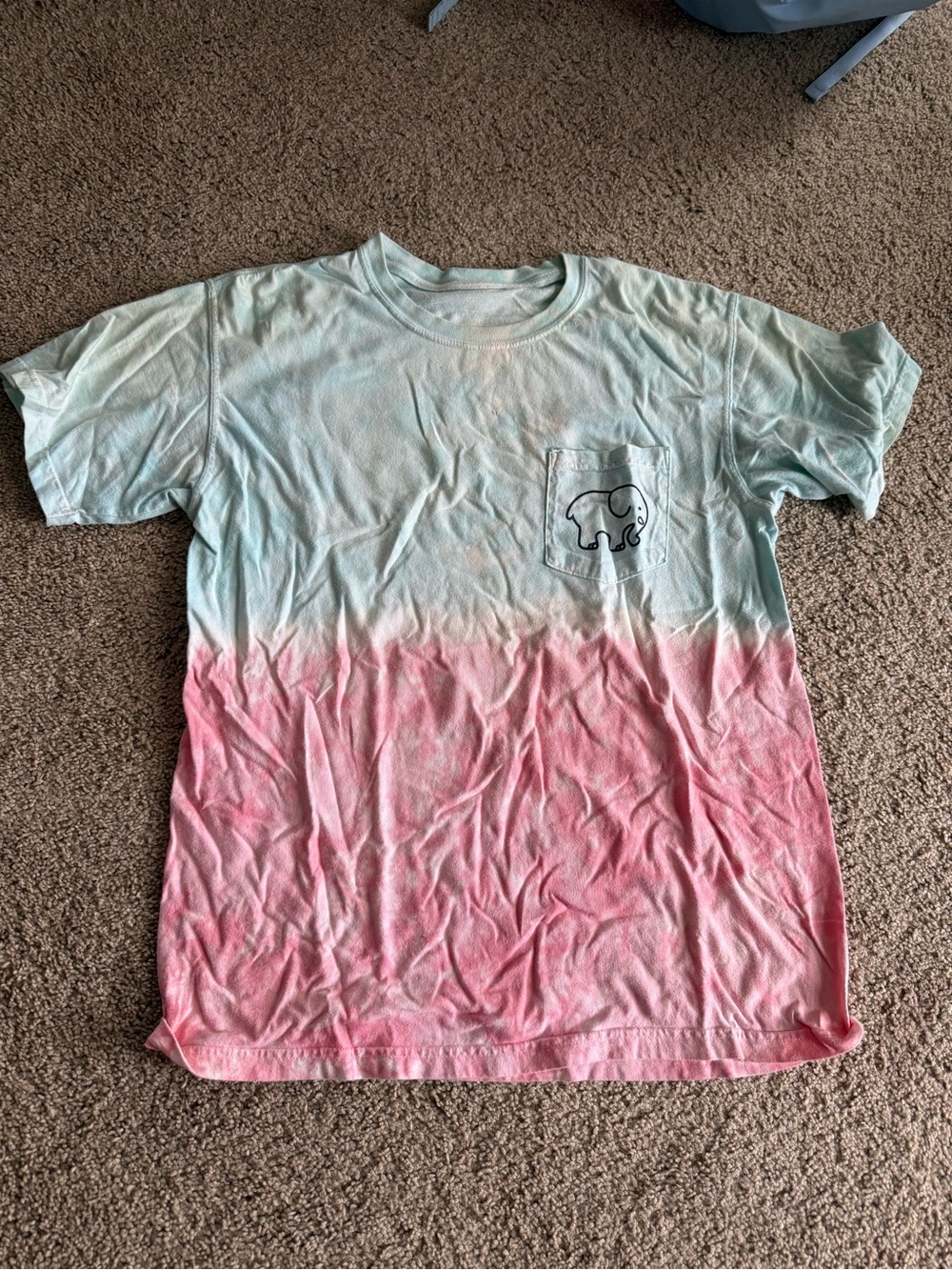 ivory ella Mint to Pink Dip-Dye Pocket Tee with Elephant Logo